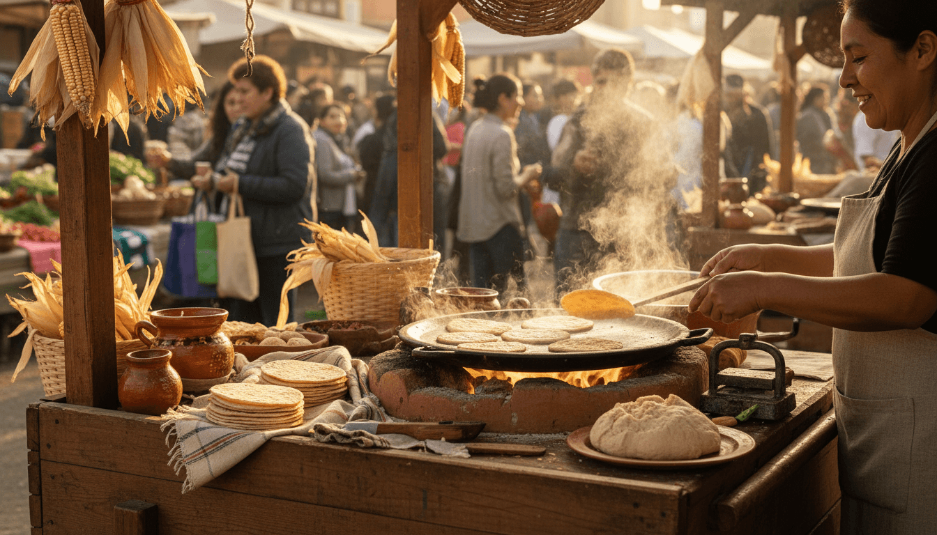 Fresh tortillas being made at Torti Ya mobile tortilla factory