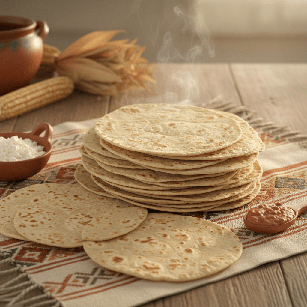 Fresh handmade flour tortillas