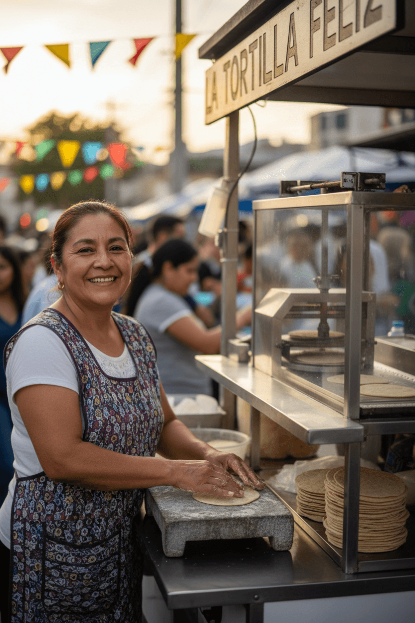 Torti Ya team member making fresh tortillas